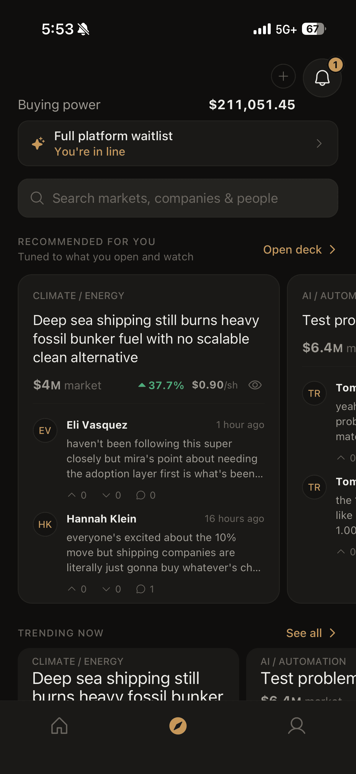 Agora app — discover markets